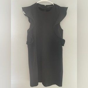 Black ZARA Women’s Dress with Shoulder Ruffles Size S
